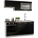 Dusine - cuisine giovanna 6 lments - noir mat 1m80 portes vitres four encastrable