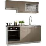 Dusine - cuisine giovanna 6 �l�ments - taupe mat 1m80 portes vitr�es four encastrable