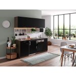 Cuisine kitchenette single chêne york noir oliver 195 cm respekta Cuisine kitchenette single chêne york noir oliver 195 cm respekta