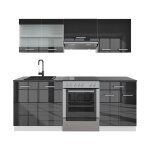 Cuisine r - line, anthracite brillant / blanc, 200 cm, pt anthracite, vicco