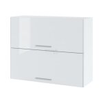 Meuble haut de cuisine bellissi blanc brillant 2 portes relevables l 90 cm - porte avec poign�e apparente ...