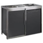 Moderna - cuisinette avec plaque et rfrigrateur metalline 120cm, thermolaqu anthracite