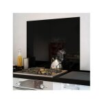 Cuisissimo - cr�dence cuisine fond de hotte verre brillant - noir l 90 x h 70 cm