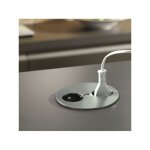 Prise plan de travail alton - double prise � encastrer inox chrom� mat