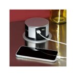 Cuisissimo - prise plan de travail ruby - bloc 3 prises + 1 usb - a + 1 usb - c rtractable inox
