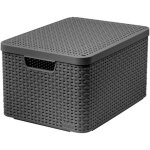 Curver ? panier de rangement en rotin gris ? dimensions 445x330x248mm ? couvercle anti - poussi�re ? ...