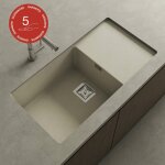 Poalgi - cuve sous plan zie 185, granit, beige pumice, 85 cm, 1 bac et 1 �gouttoir