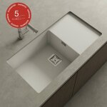 Poalgi - cuve sous plan zie 185, granit, blanc snow, 85 cm, 1 bac et 1 �gouttoir