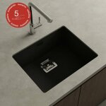 Poalgi - cuve sous plan zie 186, granit, noir basalt, 55 cm, 1 bac