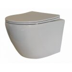 Sanitaire - cuvette suspendue sans bride kelos blanc brillant avec abattant Sanitaire - cuvette suspendue sans bride kelos blanc brillant avec abattant