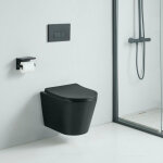 Stano. - cuvette wc suspendu tercero noir mat - sans bride et avec frein de chute