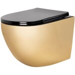 Rea ? cuvette wc suspendue sans bride ? couleur noir / or ? longueur 495 mm ? largeur 370 mm ? abattant ...