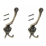 Cyclingcolors - 2x crochet double 153mm mtal vintage vieux bronze laiton avec vis rustique antique mural ...