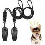 Cyslmuk - noir - sifflet � ultrasons pour chien, 2 sifflets � ultrasons r�glables avec clicker et 2 cordons, ...