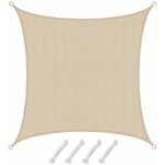 Cyslmuk - voile d'ombrage uv 3x3 m hdpe carr� protection solaire toile de jardin beige