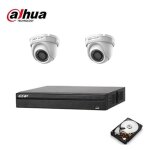 Kit video surveillance dome poe ip 2 cameras dahua 2 mpx hd 2tb