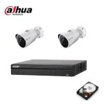 Kit video surveillance poe ip 2 cameras dahua 4 mpx hd 2 tb