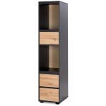 Monmobilierdesign - dalia meuble colonne avec 2 niches de rangement et 3 tiroirs style urbain anthracite ...