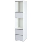 Monmobilierdesign - dalia meuble colonne avec 2 niches de rangement et 3 tiroirs style urbain blanc
