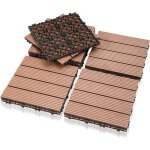 Dalles de terrasse en bois composite wpc lot de 55 dalles de jardin piscine dalle clipsable pour terrasse ...