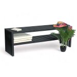 Dandibo - banc de jardin mtal rsistant aux intempries 3 places noir 150 cm avec 2 niveaux banc en ...