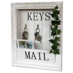 Organisateur mural vintage tableau � cl�s en bois avec �tag�re 18se011 blanc 38 cm tableau � cl�s porte ...