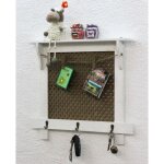 Organisateur mural vintage tableau � cl�s en bois avec �tag�re memoboard 12047 blanc tableau � cl�s porte ...