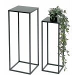 Tabouret pour fleurs mtal noir angulaire support pour fleurs table d'appoint 96315 lot de 2 colonnes ...