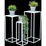 Dandibo tabouret de fleur mtal blanc angulaire support de fleur table d'appoint 96482 lot de 3 colonnes ...