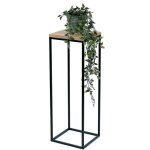 Tabouret pour fleurs m�tal bois noir angulaire 70 cm support pour fleurs table d'appoint 96352 colonne ...