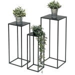Dandibo tabouret pour fleurs m�tal noir angulaire support pour fleurs table d'appoint 96315 lot de 3 ...