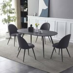 Daniela - table à manger design ovale effet marbre gris Daniela - table à manger design ovale effet marbre gris