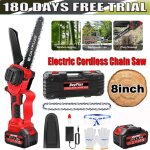 Day plus - tron�onneuse �lectrique 8 pouces 21v sans fil avec batterie 4000mah et 2 cha�nes