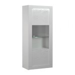 Dayton white - vitrine 1 porte r�versible laqu�e blanche et leds