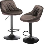 Lot de 2 chaises de bar tabourets hauts siège de cuisine hauteur réglable repose - pieds en métal surface ... Lot de 2 chaises de bar tabourets hauts siège de cuisine hauteur réglable repose - pieds en métal surface ...