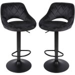 Lot de 2 tabouret de bar en velours chaise de cuisine pivotante hauteur r�glable avec dossier et repose ...