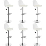 Yongqing - lot de 6 tabouret de bar en cuir pu reglable en hauteur et pivotant design moderne - blanc ...
