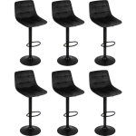 Lot de 6 tabouret de bar en velours hauteur r�glable pivotant pour bar / cuisine noir