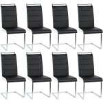 Lot de 8 chaises de salle � manger chaise de cuisine cuir synth�tique cuisine salle de r�union noir + ...