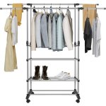 Portemanteau sur roulettes avec 2 tringles � v�tements - porte manteau r�glable en hauteur et extensible ...