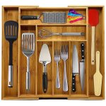 Range couverts extensible , organiseur de tiroir, en bambou, pour la cuisine, , 43 - 50 x 45 x 5 cm