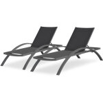 Dcb garden - barcelona - lot de 2 bains de soleil en toile plastifiée et aluminium Dcb garden - barcelona - lot de 2 bains de soleil en toile plastifiée et aluminium