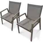 Dcb garden - floride - lot de 2 fauteuils de jardin empilables en aluminium quartz