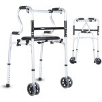Einfeben - dambulateur 4 roues pliable, cadre de marche, hauteur rglable, lger en d'aluminium, fixe ...
