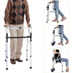 Swanew - dambulateur 4 roues pliable, cadre de marche, hauteur rglable, lger en d'aluminium, fixe ...