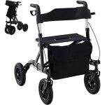 Relax4life - dambulateur 4 roues pliable lger aluminium, rollator avec roues tout - terrain, hauteur ...