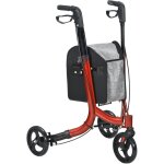 Dambulateur rglable pliable 3 roues frein double panier alu rouge