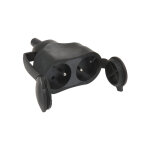 Debflex - fiche femelle etanche double avec volet 2p + t 16a droite noir - 713760