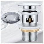 Debuns - pop up automatique avec trop plein bonde de vidage push open pour lavabo en cuivre chrom pop ...