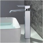Debuns - robinet salle de bain cascade mitigeur de lavabo bec haut robinetterie pour vasque chrom� design ...